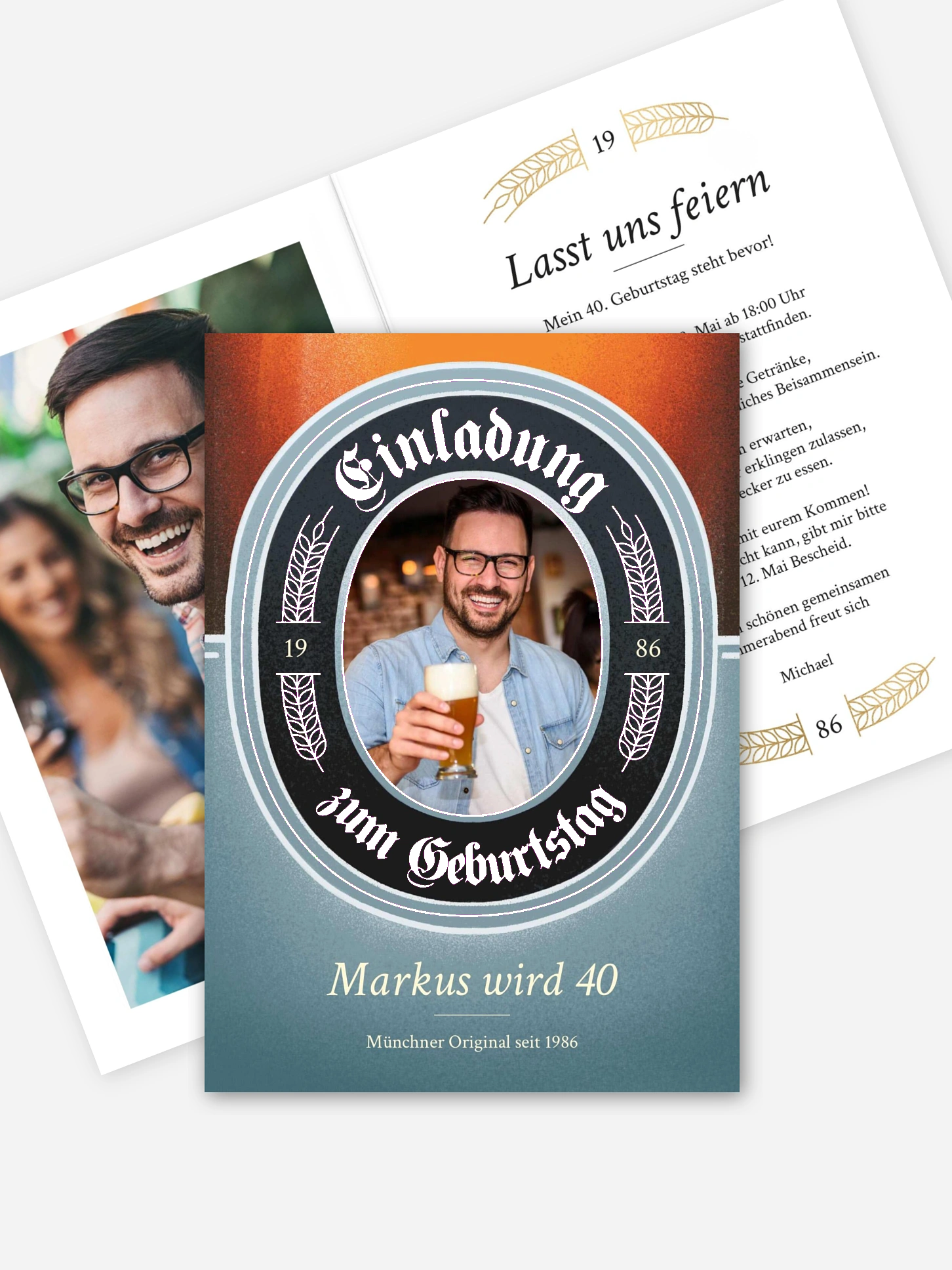 Einladung 40. Geburtstag Zum Wohl