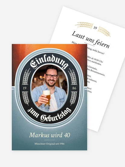 Einladung 40. Geburtstag Zum Wohl