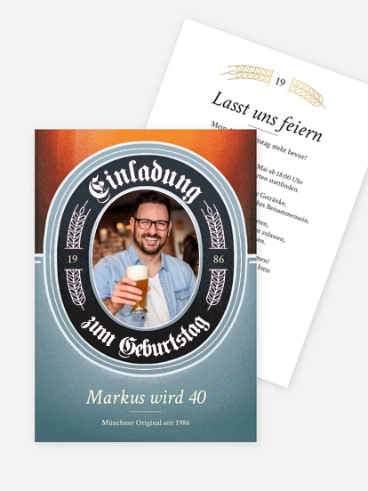 Einladung 40. Geburtstag Zum Wohl