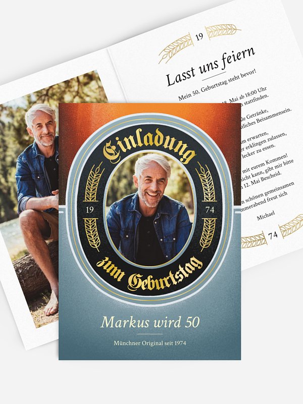 Einladung 50. Geburtstag "Zum Wohl"