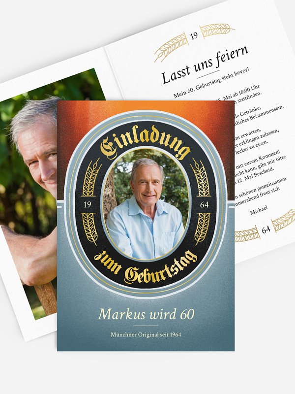Einladung 60. Geburtstag "Zum Wohl"