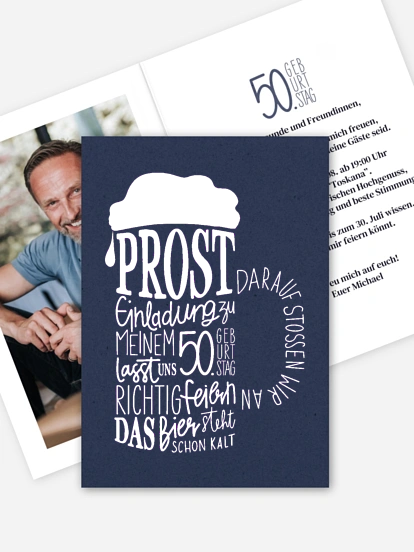 Einladung 50. Geburtstag Birthday Cheers