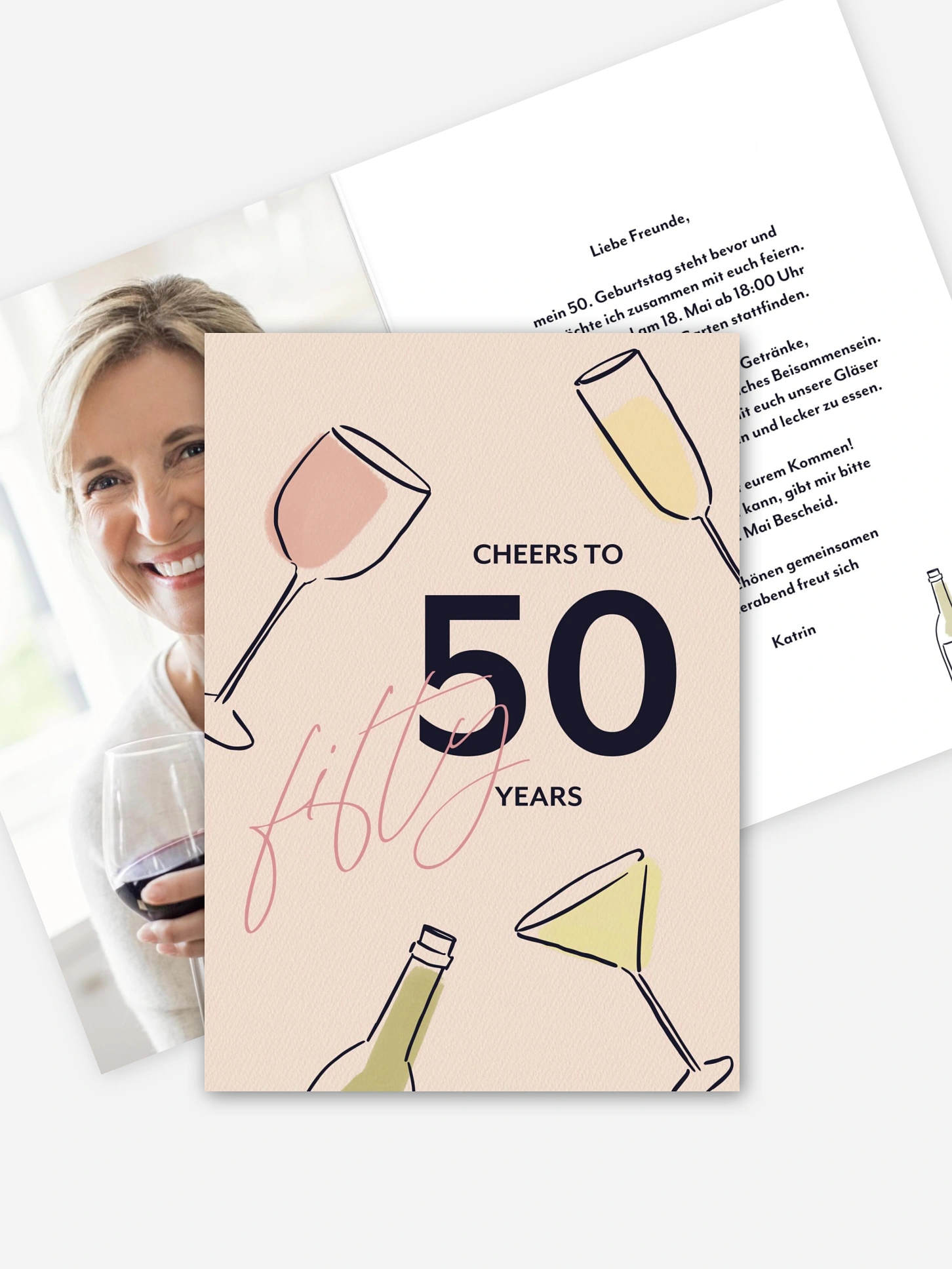 Einladung 50. Geburtstag Partygläser
