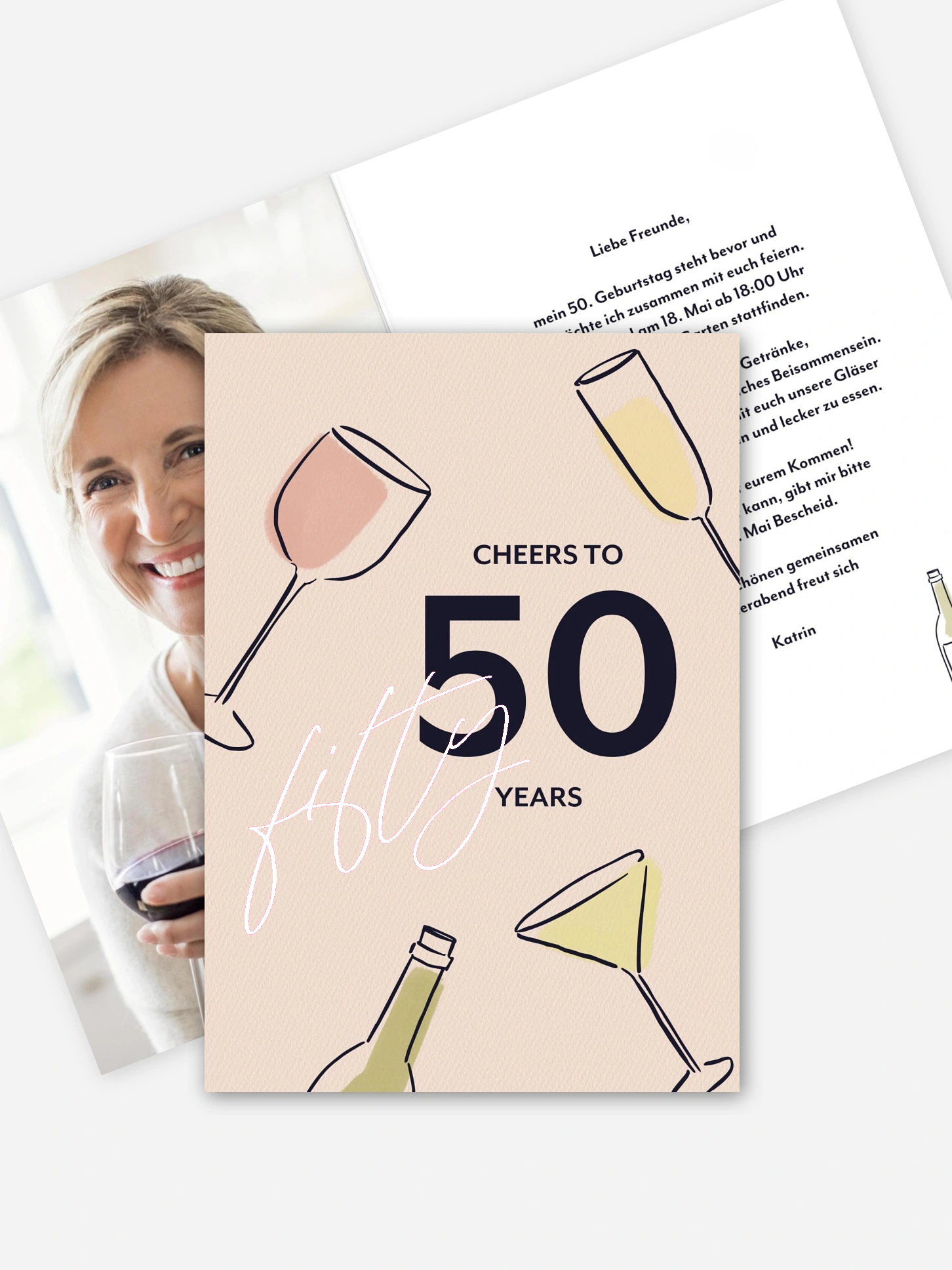 Einladung 50. Geburtstag Partygläser