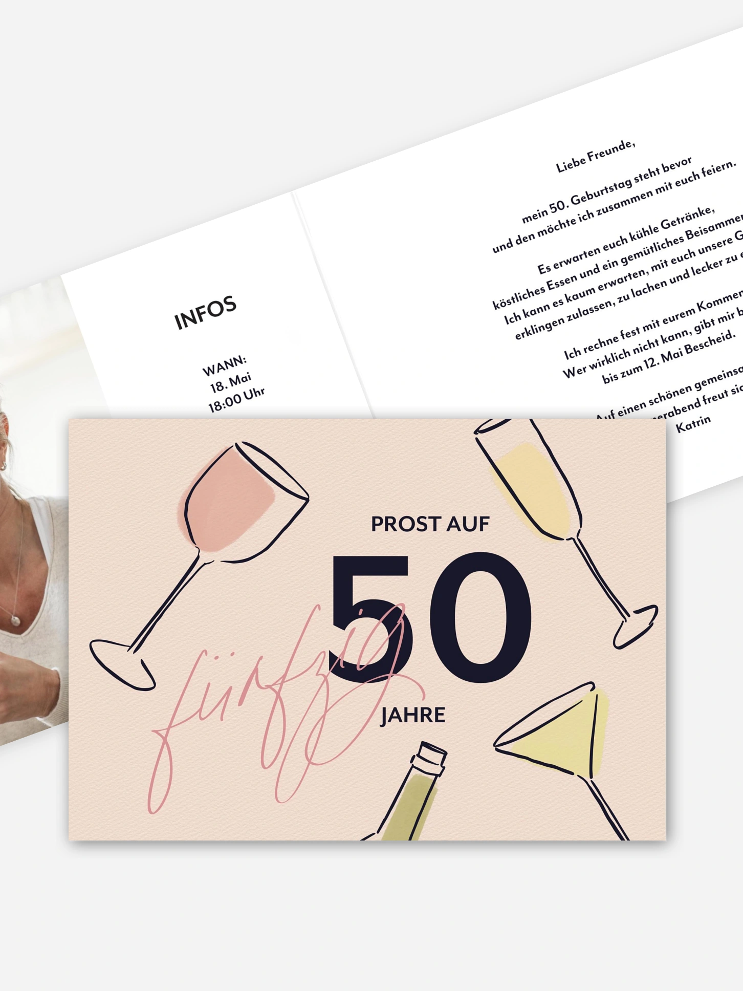 Einladung 50. Geburtstag Partygläser