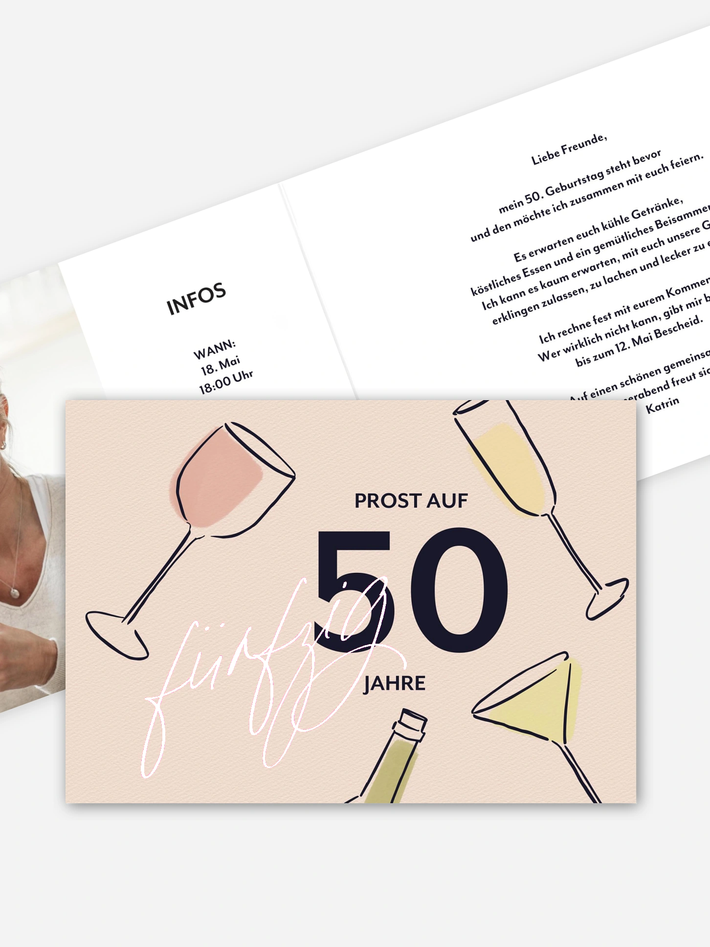 Einladung 50. Geburtstag Partygläser