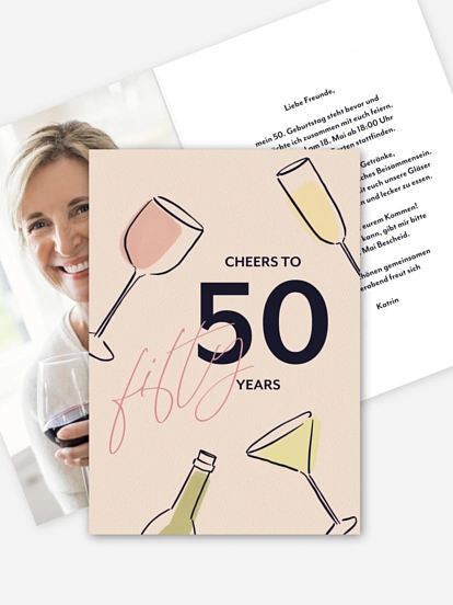 Einladung 50. Geburtstag Partygläser