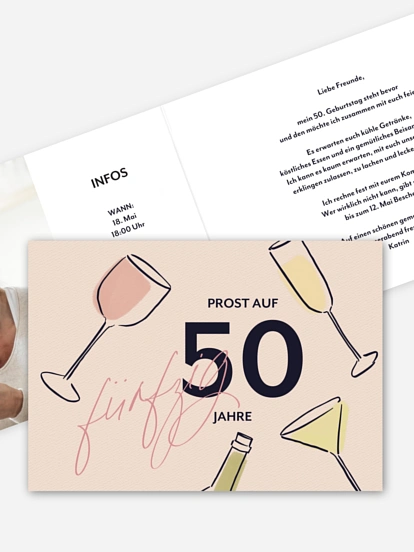 Einladung 50. Geburtstag Partygläser