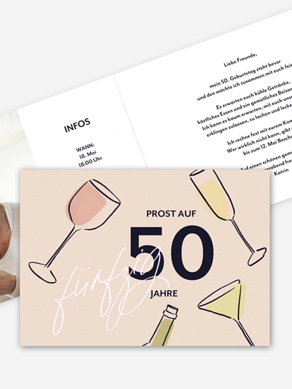 Einladung 50. Geburtstag Partygläser