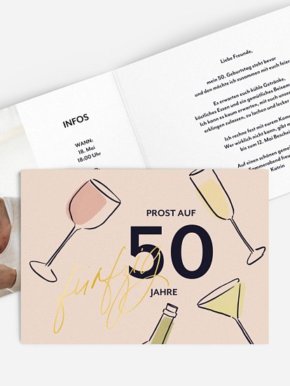 Einladung 50. Geburtstag Partygläser