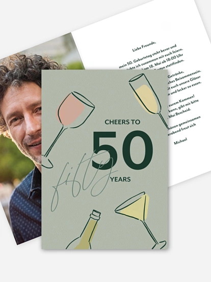 Einladung 50. Geburtstag Partygläser