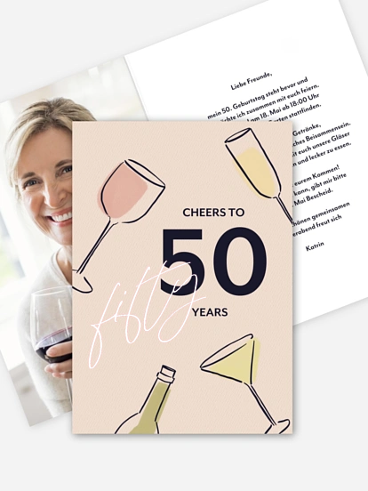 Einladung 50. Geburtstag Partygläser