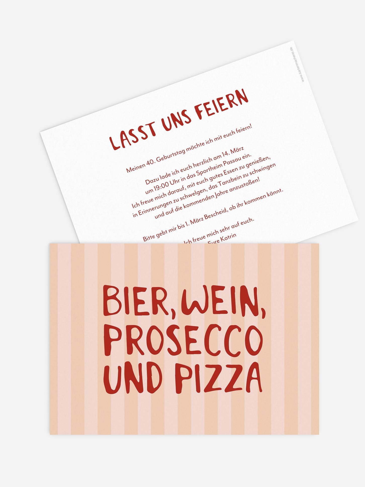 Einladung 40. Geburtstag Prosecco