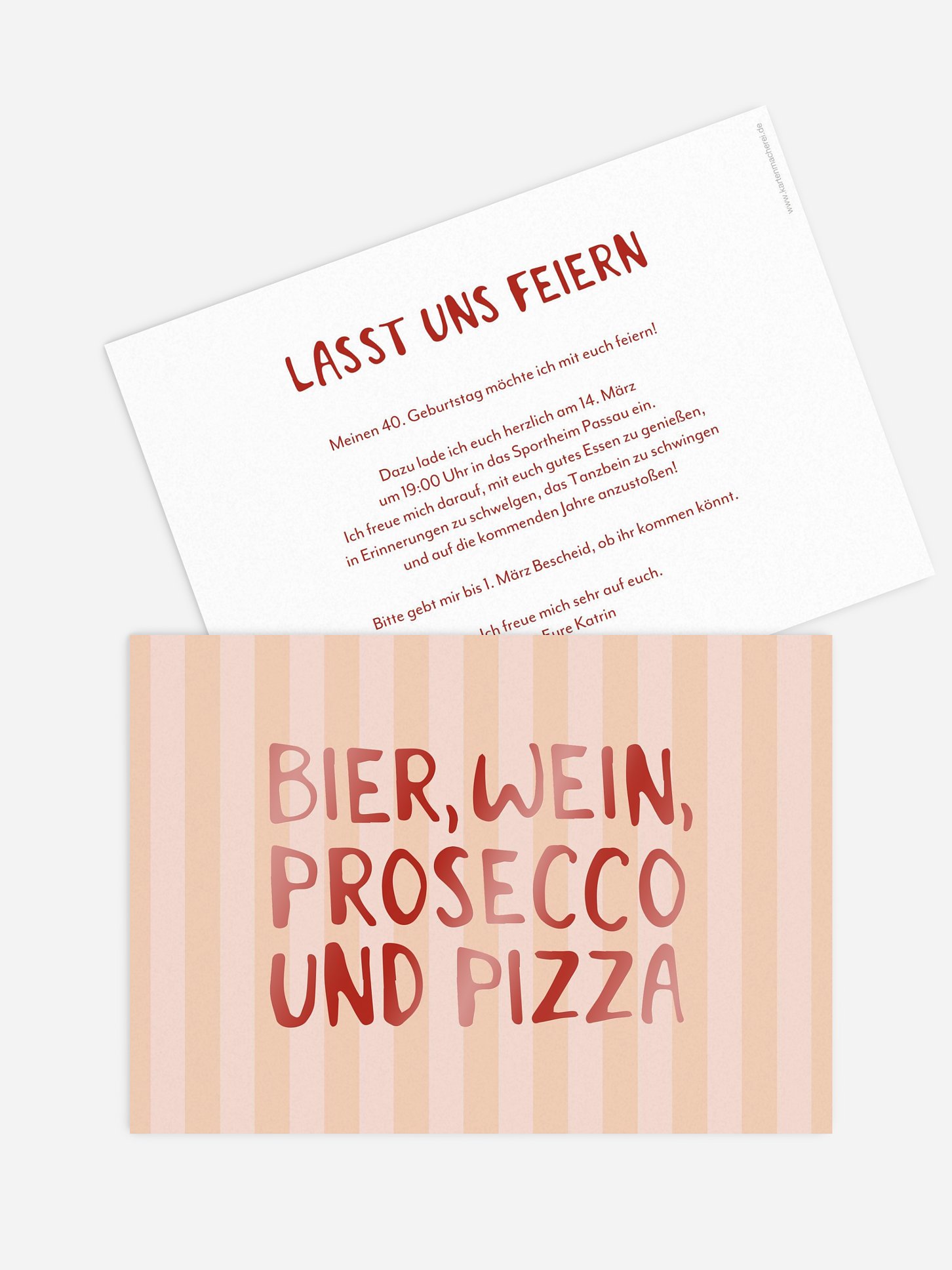 Einladung 40. Geburtstag Prosecco