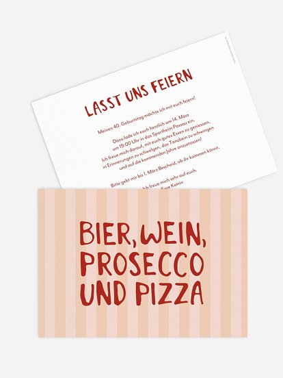 Einladung 40. Geburtstag Prosecco