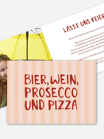 Einladung 40. Geburtstag Prosecco
