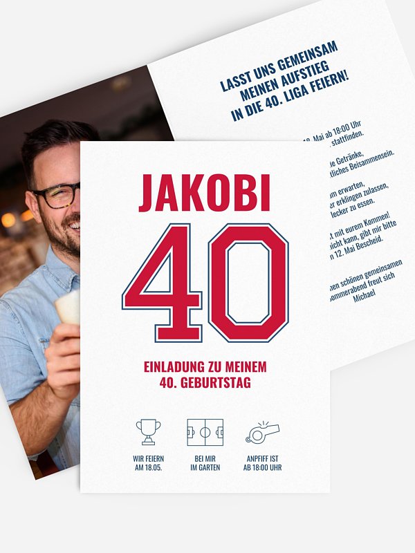 Einladung 40. Geburtstag Fußballtrikot