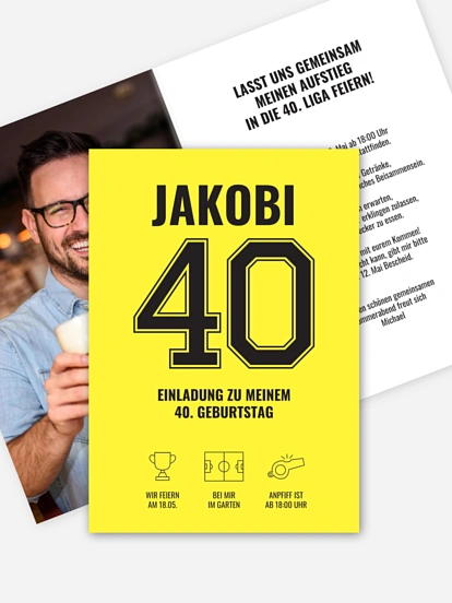 Einladung 40. Geburtstag Fußballtrikot