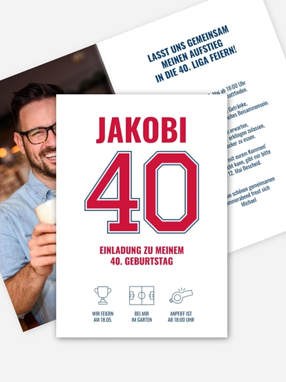 Einladung 40. Geburtstag Fußballtrikot