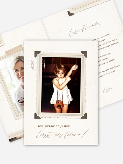 Einladung 50. Geburtstag Vintage Foto