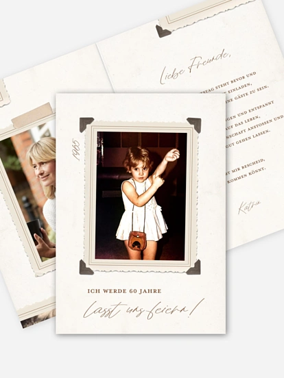 Einladung 60. Geburtstag Vintage Foto