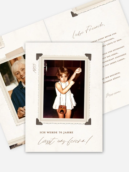 Einladung 70. Geburtstag Vintage Foto