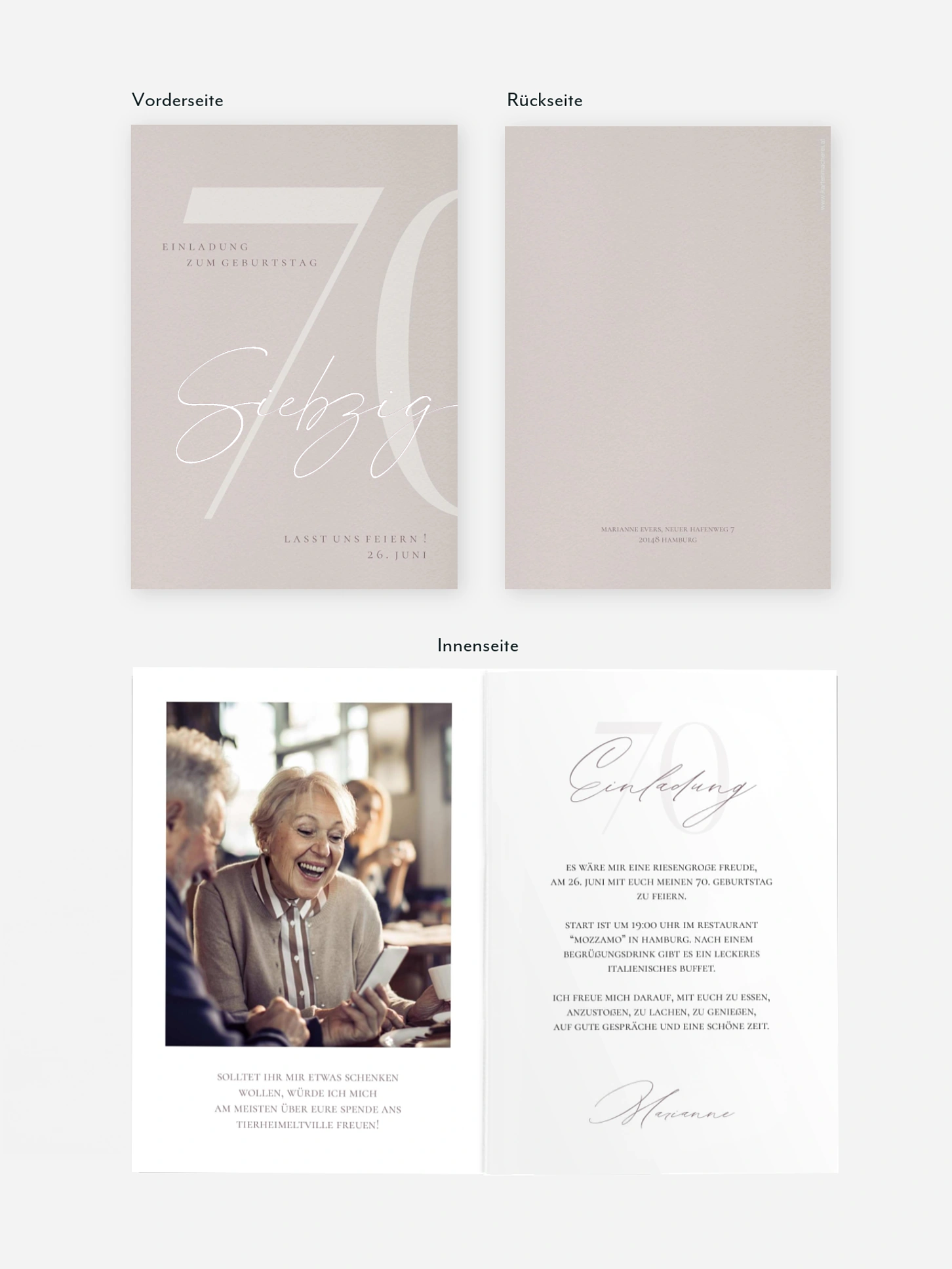 Einladung 70. Geburtstag Elegant Numbers