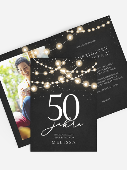 Einladung 50. Geburtstag Lichter