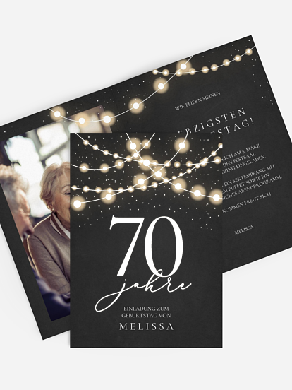 Einladung 70. Geburtstag Lichter
