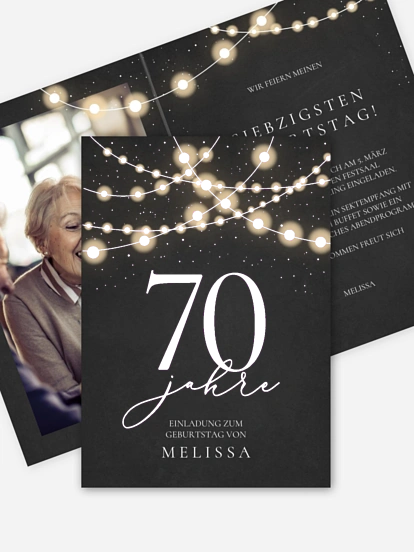Einladung 70. Geburtstag Lichter