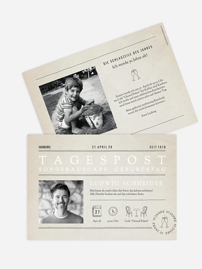 Einladung 50. Geburtstag Birthday Newspaper