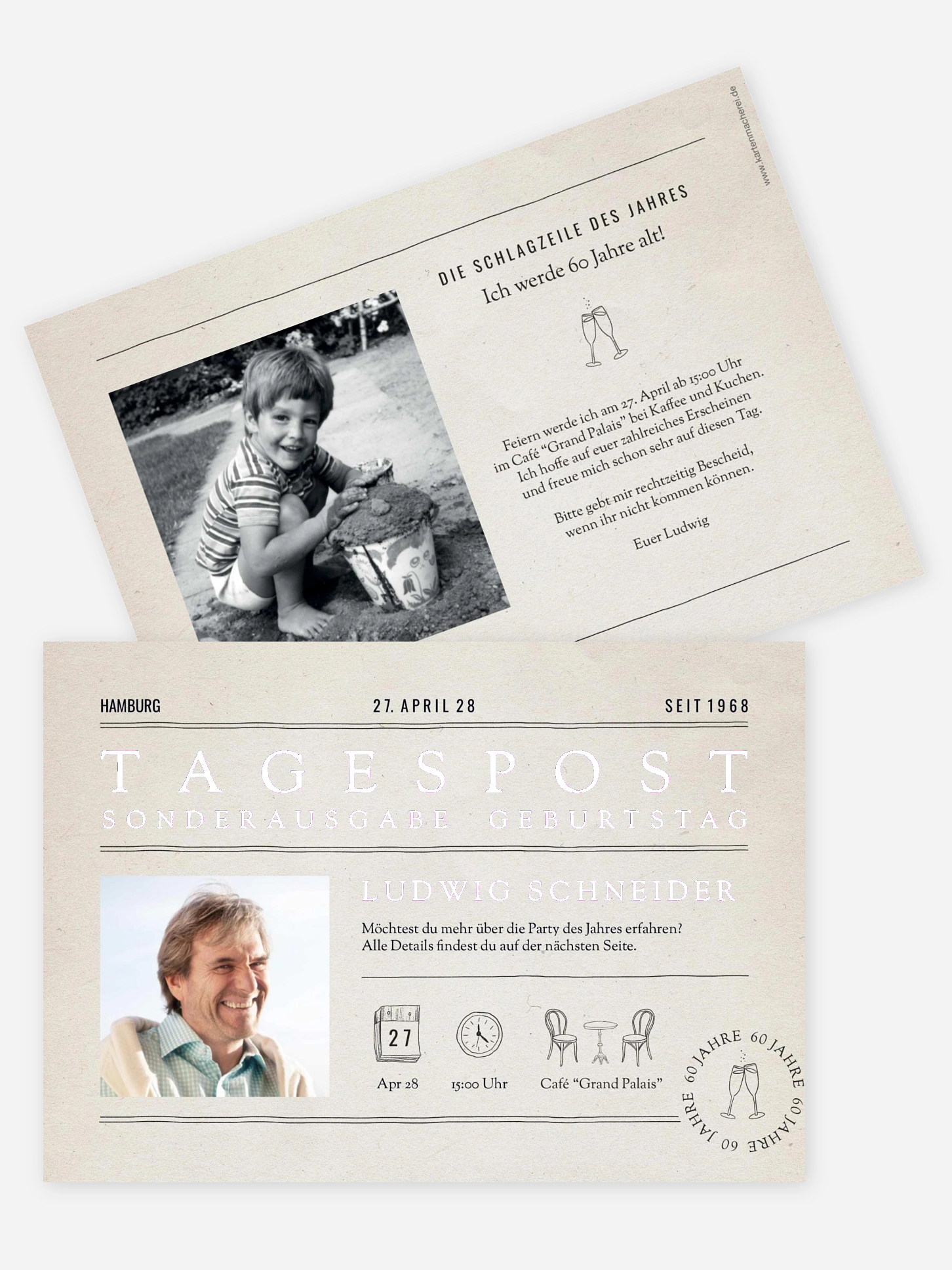 Einladung 60. Geburtstag Birthday Newspaper