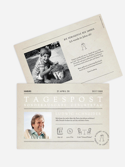 Einladung 60. Geburtstag Birthday Newspaper