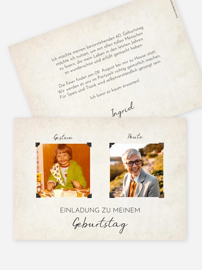 Einladung 60. Geburtstag Gestern und Heute