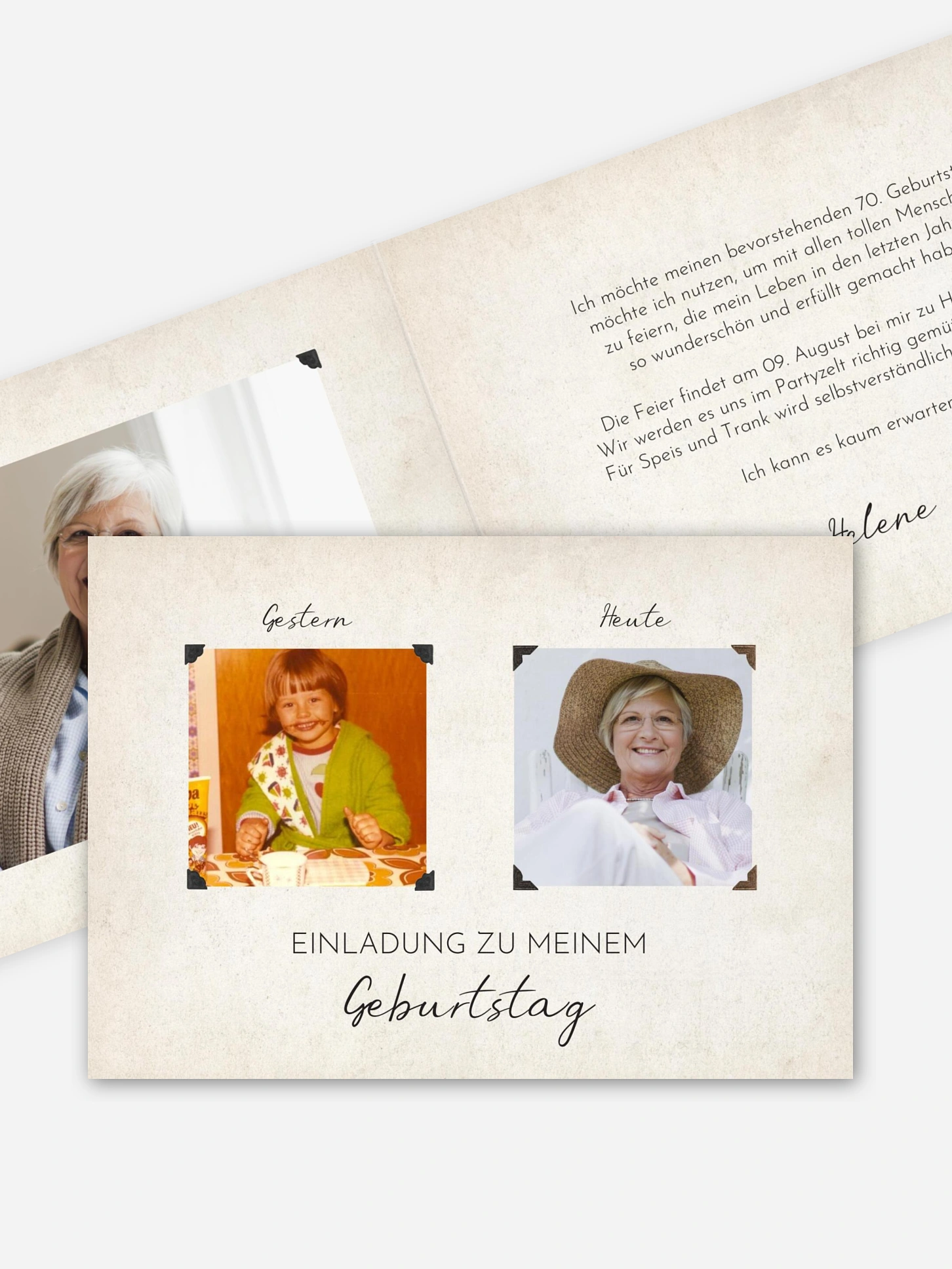 Einladung 70. Geburtstag Gestern und Heute