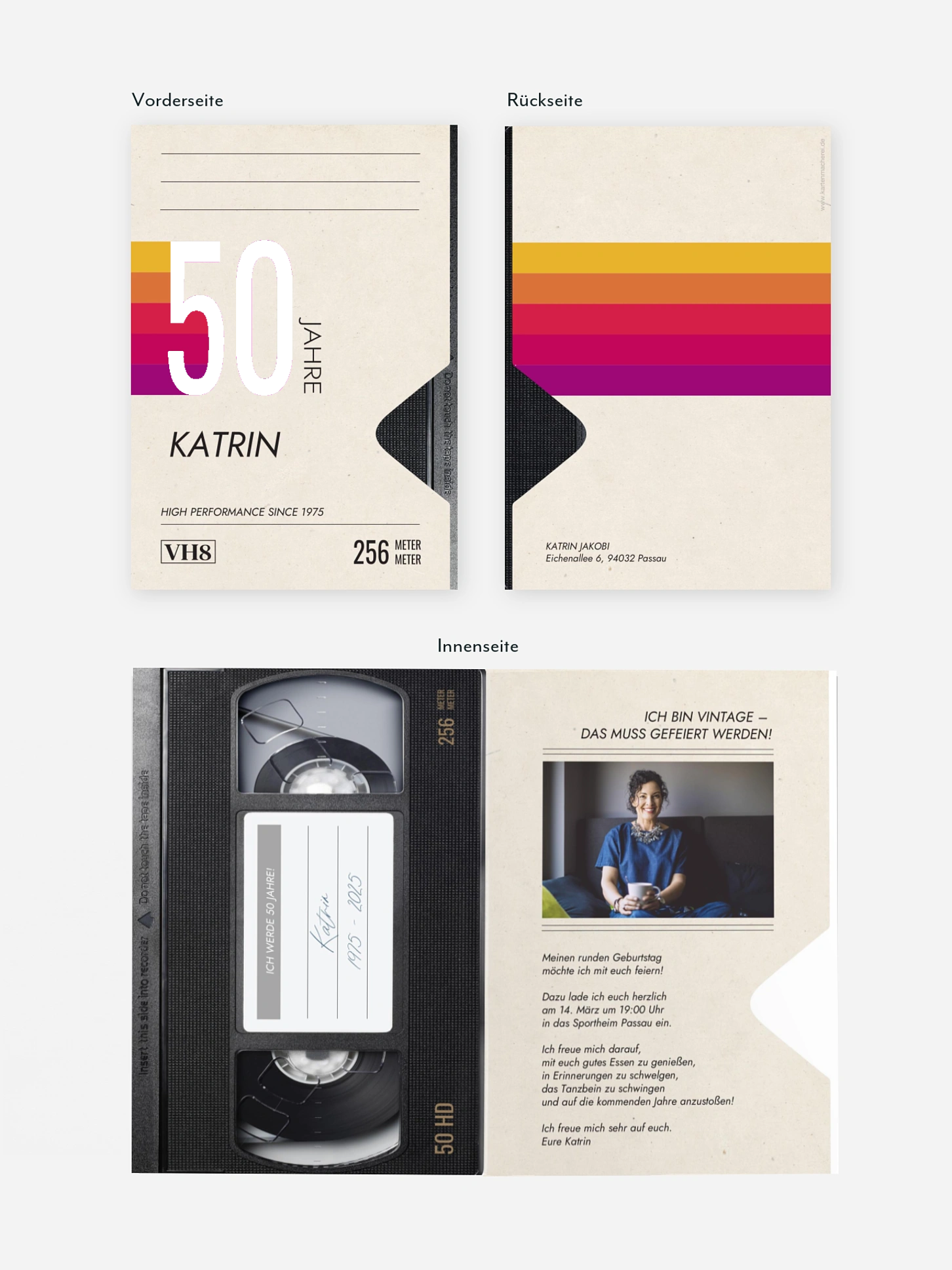 Einladung 50. Geburtstag VHS Kassette