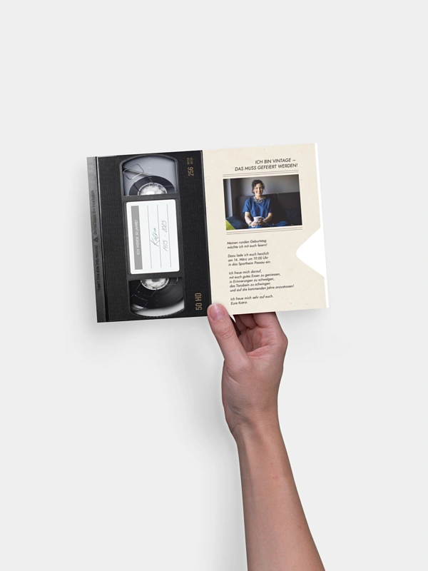 Einladung 50. Geburtstag VHS Kassette