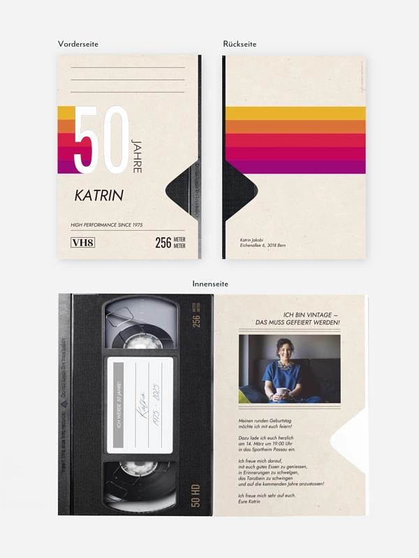 Einladung 50. Geburtstag VHS Kassette
