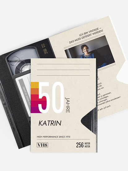 Einladung 50. Geburtstag VHS Kassette