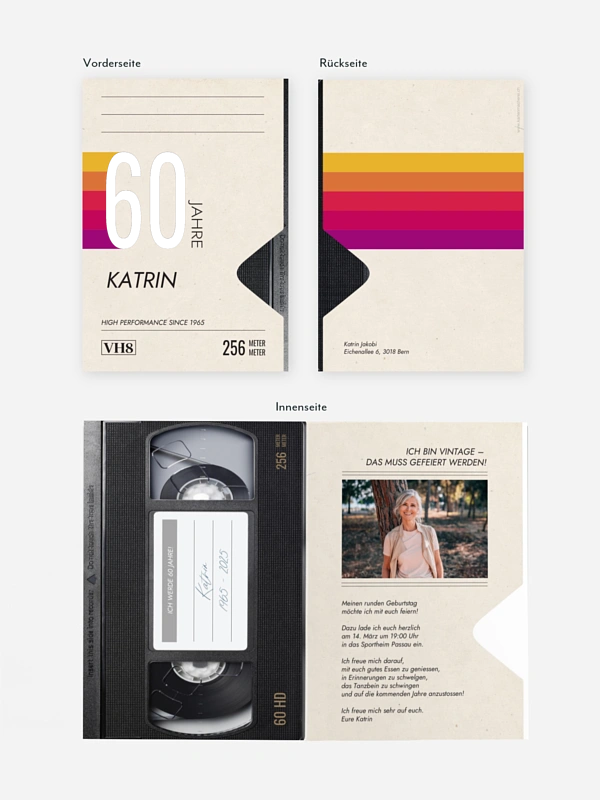 Einladung 60. Geburtstag VHS Kassette