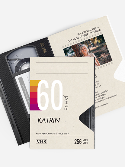 Einladung 60. Geburtstag VHS Kassette