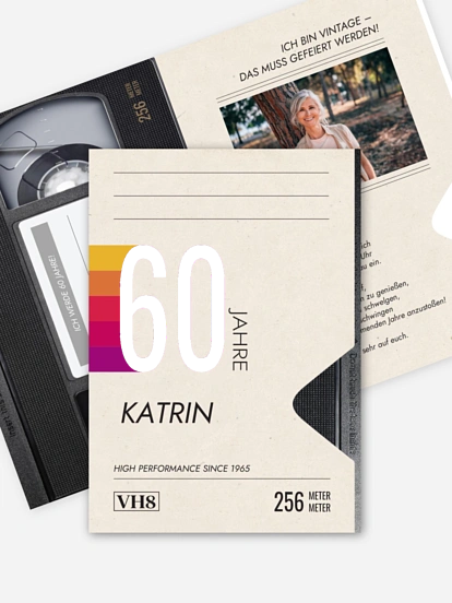 Einladung 60. Geburtstag VHS Kassette