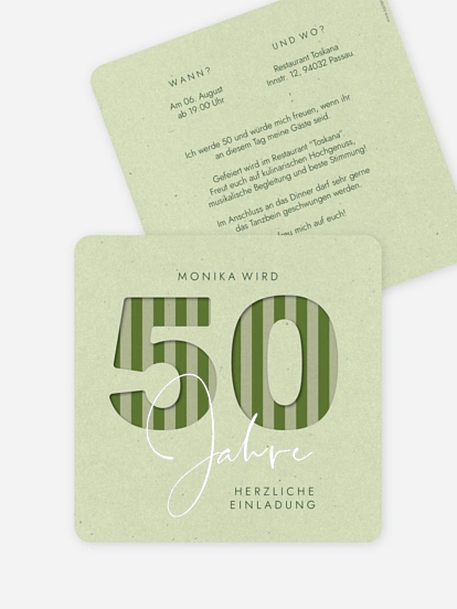 Einladung 50. Geburtstag Simply Striped
