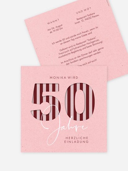 Einladung 50. Geburtstag Simply Striped
