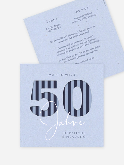 Einladung 50. Geburtstag Simply Striped