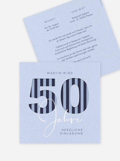 Einladung 50. Geburtstag Simply Striped
