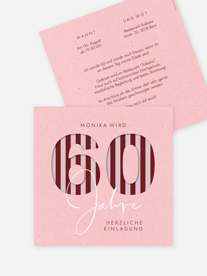 Einladung 60. Geburtstag Simply Striped