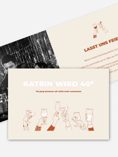 Geburtstagseinladung Hoch die Gläser