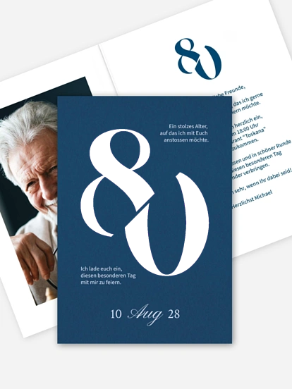 Einladung 80. Geburtstag Stolze Zahl