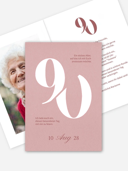 Einladung 90. Geburtstag Stolze Zahl